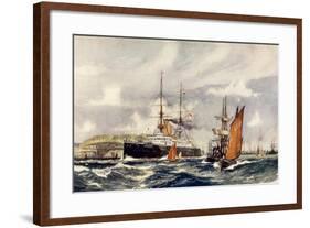 Hms "Formidable" in Plymouth Sound-Charles Edward Dixon-Framed Giclee Print