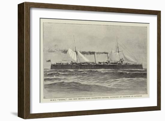 HMS Forte, the New Second Class Protected Cruiser, Launched at Chatham on Saturday-null-Framed Giclee Print