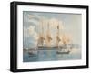 HMS Ganges Lying at Anchor and Drying Her Sails off Rio De Janeiro (Pencil & W/C on Paper)-Emeric Essex Vidal-Framed Giclee Print