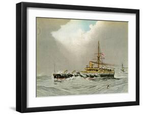 HMS Hero, Royal Navy 2nd Class Battleship, C1890-C1893-William Frederick Mitchell-Framed Giclee Print