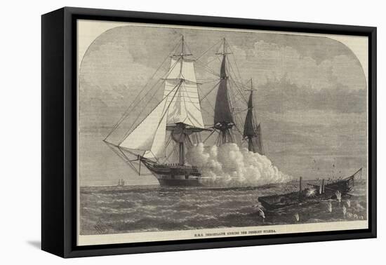 HMS Immortalite Sinking the Derelict Zuleika-null-Framed Stretched Canvas