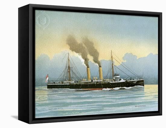 HMS Latona, Royal Navy 2nd Class Cruiser, C1890-C1893-William Frederick Mitchell-Framed Stretched Canvas