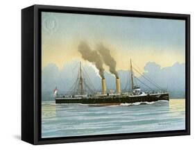 HMS Latona, Royal Navy 2nd Class Cruiser, C1890-C1893-William Frederick Mitchell-Framed Stretched Canvas