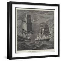 HMS Liffey Rescuing the Crew of the Burning Barque Anita-null-Framed Giclee Print