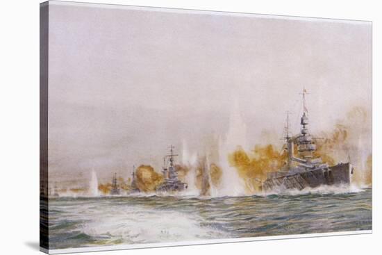 Hms "Lion" Leads the Battle- Cruisers into the Fray at the Battle of Jutland-William Lionel Wyllie-Stretched Canvas