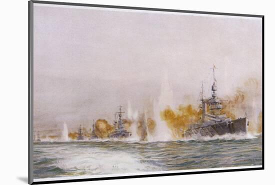 Hms "Lion" Leads the Battle- Cruisers into the Fray at the Battle of Jutland-William Lionel Wyllie-Mounted Photographic Print