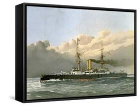 HMS Royal Sovereign, Royal Navy 1st Class Battleship, C1890-C1893-William Frederick Mitchell-Framed Stretched Canvas