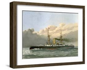 HMS Royal Sovereign, Royal Navy 1st Class Battleship, C1890-C1893-William Frederick Mitchell-Framed Giclee Print