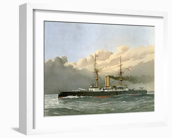 HMS Royal Sovereign, Royal Navy 1st Class Battleship, C1890-C1893-William Frederick Mitchell-Framed Giclee Print