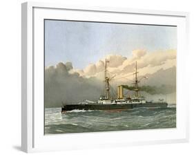 HMS Royal Sovereign, Royal Navy 1st Class Battleship, C1890-C1893-William Frederick Mitchell-Framed Giclee Print