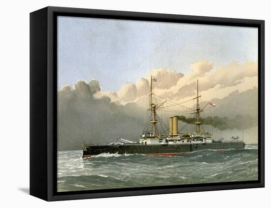 HMS Royal Sovereign, Royal Navy 1st Class Battleship, C1890-C1893-William Frederick Mitchell-Framed Stretched Canvas