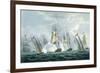 Hms Sirius, Captain Rowse Engaging a French Squadron Off the Mouth of the Tiber, 17th April, 1806-Thomas Whitcombe-Framed Giclee Print