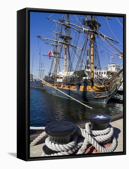 Hms Surprise at the Maritime Museum, Embarcadero, San Diego, California, USA-Richard Cummins-Framed Stretched Canvas