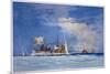 Hms Sydney Opens Fire on the German Cruiser Emden-Maurice Randall-Mounted Premium Giclee Print