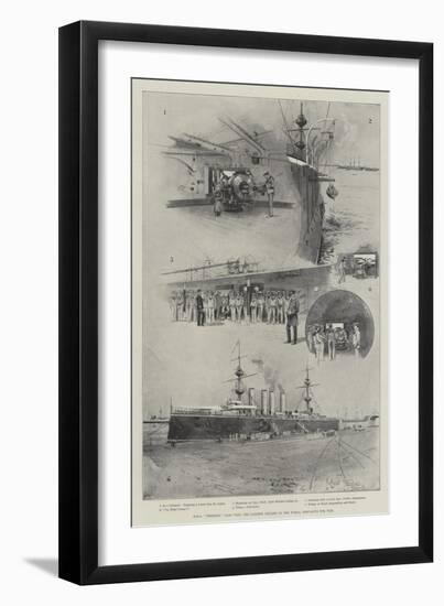 HMS Terrible, 14,220 Tons, the Largest Cruiser in the World, Preparing for War-Joseph Holland Tringham-Framed Giclee Print