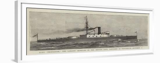 HMS Trafalgar, the Largest Ironclad in the British Navy, Launched at Portsmouth 20 September-null-Framed Premium Giclee Print