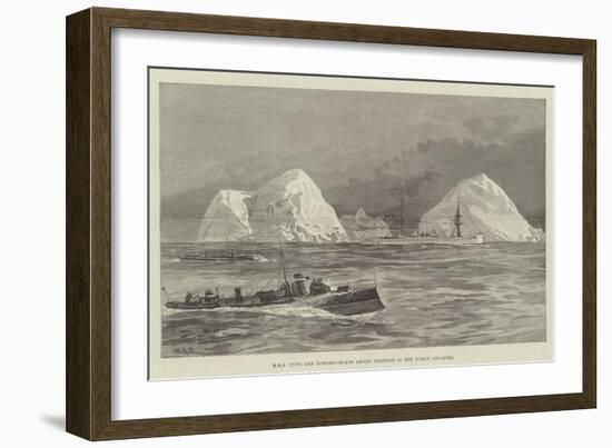 HMS Tyne and Torpedo-Boats Among Icebergs in the North Atlantic-William Heysham Overend-Framed Giclee Print