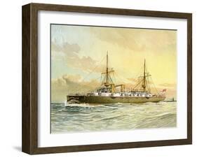 HMS Undaunted, Royal Navy 1st Class Cruiser, C1890-C1893-William Frederick Mitchell-Framed Giclee Print