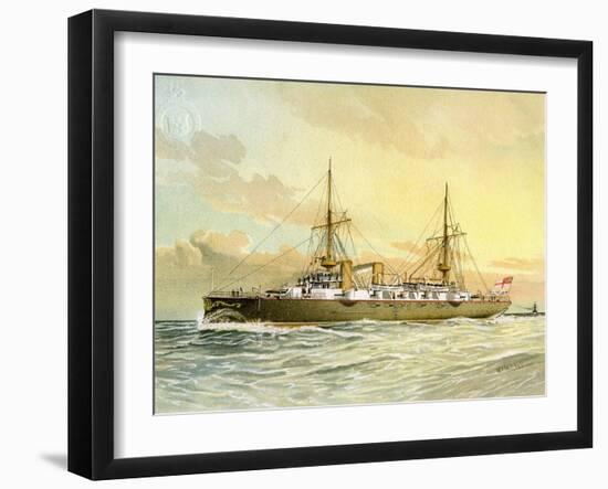 HMS Undaunted, Royal Navy 1st Class Cruiser, C1890-C1893-William Frederick Mitchell-Framed Giclee Print