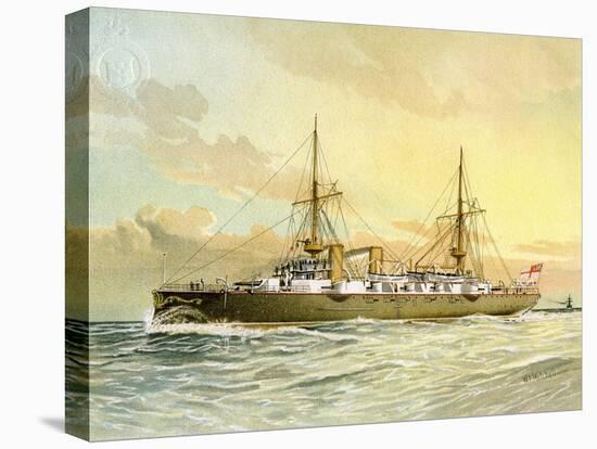 HMS Undaunted, Royal Navy 1st Class Cruiser, C1890-C1893-William Frederick Mitchell-Stretched Canvas