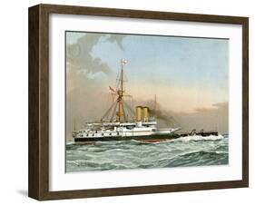 HMS Victoria, Royal Navy 1st Class Battleship, C1890-C1893-William Frederick Mitchell-Framed Giclee Print