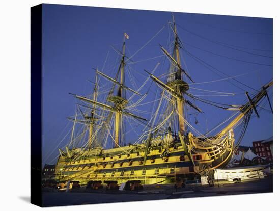 Hms Victory at Night, Portsmouth Dockyard, Portsmouth, Hampshire, England, United Kingdom, Europe-Jean Brooks-Stretched Canvas
