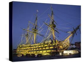 Hms Victory at Night, Portsmouth Dockyard, Portsmouth, Hampshire, England, United Kingdom, Europe-Jean Brooks-Stretched Canvas