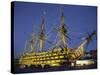 Hms Victory at Night, Portsmouth Dockyard, Portsmouth, Hampshire, England, United Kingdom, Europe-Jean Brooks-Stretched Canvas