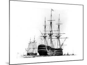 HMS Victory at Portsmouth, 19th Century-null-Mounted Giclee Print