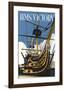 HMS Victory - Dave Thompson Contemporary Travel Print-Dave Thompson-Framed Giclee Print