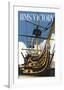 HMS Victory - Dave Thompson Contemporary Travel Print-Dave Thompson-Framed Giclee Print