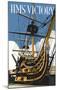 HMS Victory - Dave Thompson Contemporary Travel Print-Dave Thompson-Mounted Giclee Print