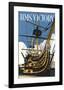 HMS Victory - Dave Thompson Contemporary Travel Print-Dave Thompson-Framed Giclee Print