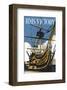 HMS Victory - Dave Thompson Contemporary Travel Print-Dave Thompson-Framed Giclee Print