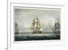 HMS Victory Sailing For French Line, Battle of Trafalgar, 1805, Engraved, T. Sutherland, Pub.1820-Thomas Whitcombe-Framed Giclee Print