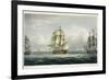 HMS Victory Sailing For French Line, Battle of Trafalgar, 1805, Engraved, T. Sutherland, Pub.1820-Thomas Whitcombe-Framed Giclee Print