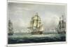 HMS Victory Sailing For French Line, Battle of Trafalgar, 1805, Engraved, T. Sutherland, Pub.1820-Thomas Whitcombe-Mounted Giclee Print