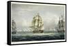 HMS Victory Sailing For French Line, Battle of Trafalgar, 1805, Engraved, T. Sutherland, Pub.1820-Thomas Whitcombe-Framed Stretched Canvas