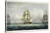 HMS Victory Sailing For French Line, Battle of Trafalgar, 1805, Engraved, T. Sutherland, Pub.1820-Thomas Whitcombe-Stretched Canvas