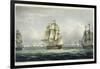 HMS Victory Sailing For French Line, Battle of Trafalgar, 1805, Engraved, T. Sutherland, Pub.1820-Thomas Whitcombe-Framed Premium Giclee Print