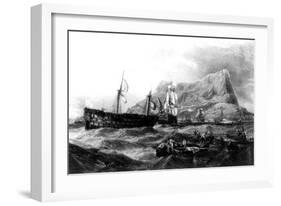 HMS Victory Towed Back to Gibraltar, 1805, 19th Century-null-Framed Giclee Print
