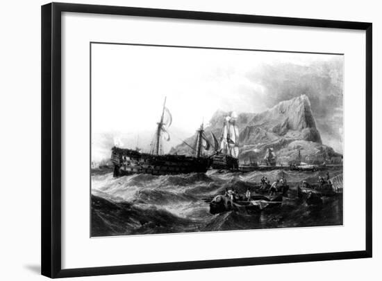 HMS Victory Towed Back to Gibraltar, 1805, 19th Century-null-Framed Giclee Print