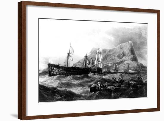 HMS Victory Towed Back to Gibraltar, 1805, 19th Century-null-Framed Giclee Print