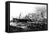 HMS Victory Towed Back to Gibraltar, 1805, 19th Century-null-Framed Stretched Canvas
