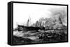 HMS Victory Towed Back to Gibraltar, 1805, 19th Century-null-Framed Stretched Canvas