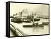HMS Vindictive Which Attacked the Harbour at Ostend During WWI Being Raised from the Canal, 1920-null-Framed Stretched Canvas