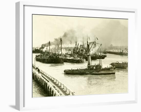 HMS Vindictive Which Attacked the Harbour at Ostend During WWI Being Raised from the Canal, 1920-null-Framed Photographic Print