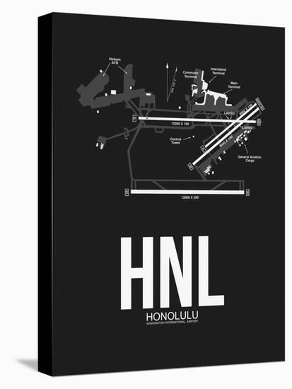 HNL Honolulu Airport Black-NaxArt-Stretched Canvas