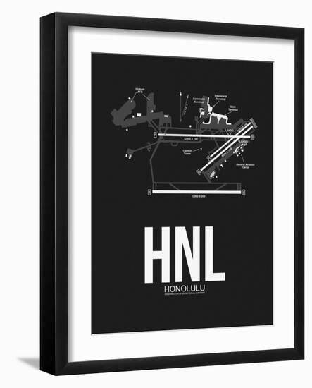 HNL Honolulu Airport Black-NaxArt-Framed Art Print