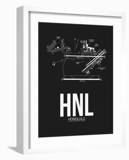 HNL Honolulu Airport Black-NaxArt-Framed Art Print